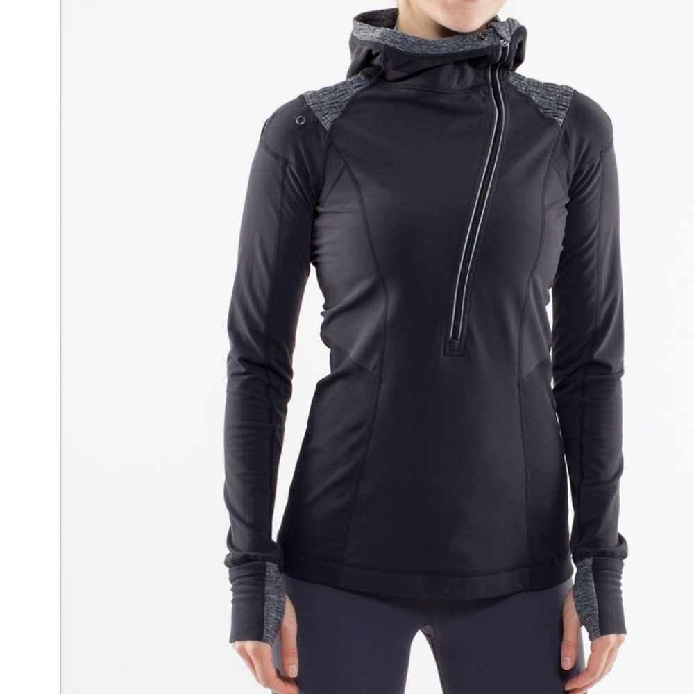 Lululemon athletica Black & Charcoal Hooded Half-Zip Pullover